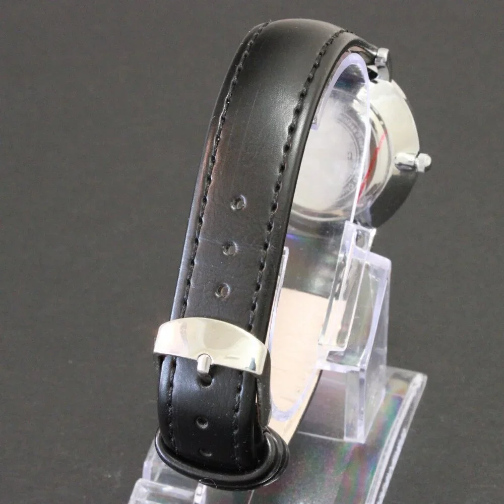 Men's Classic Minimalist 2 Hand Quartz Watch Raised Indices Black Strap 36mm